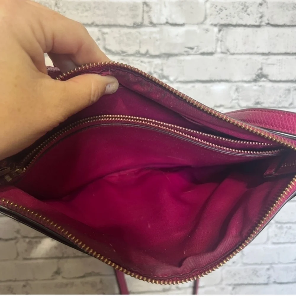 Coach Signature Crossbody Handbag Brown and Raspberry * - Picture 11 of 16